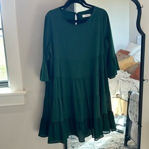 Joteisy Ruffle Sleeve Round Neck Loose Fit Casual Swing Short Mini Dress